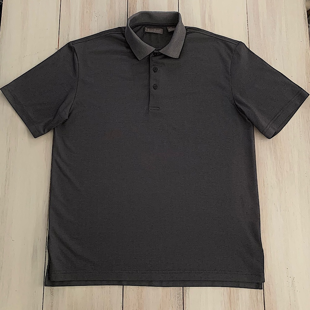 LIKE NEW! Daniel Cremieux Signature Label Charcoal Short Sleeve Polo Shirt Med